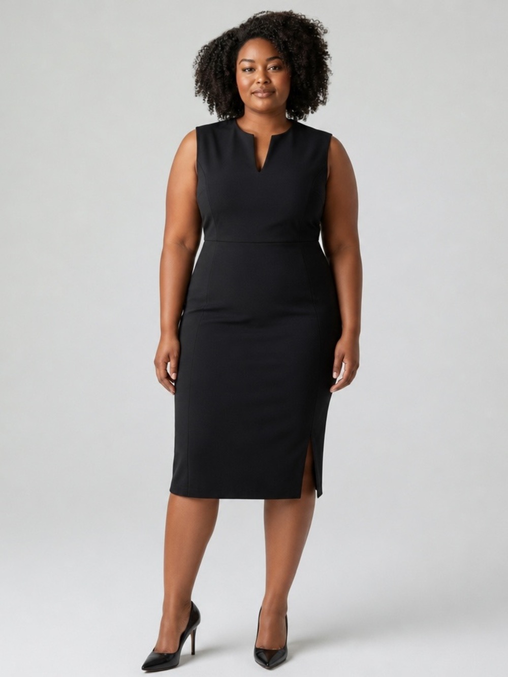 TORRID Black Sleeveless Notch-Neck Midi Sheath Dress - Size 12